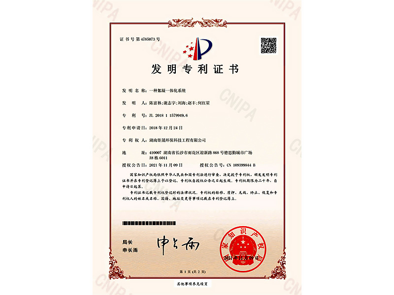 发明专利：一种絮泥一体化系统